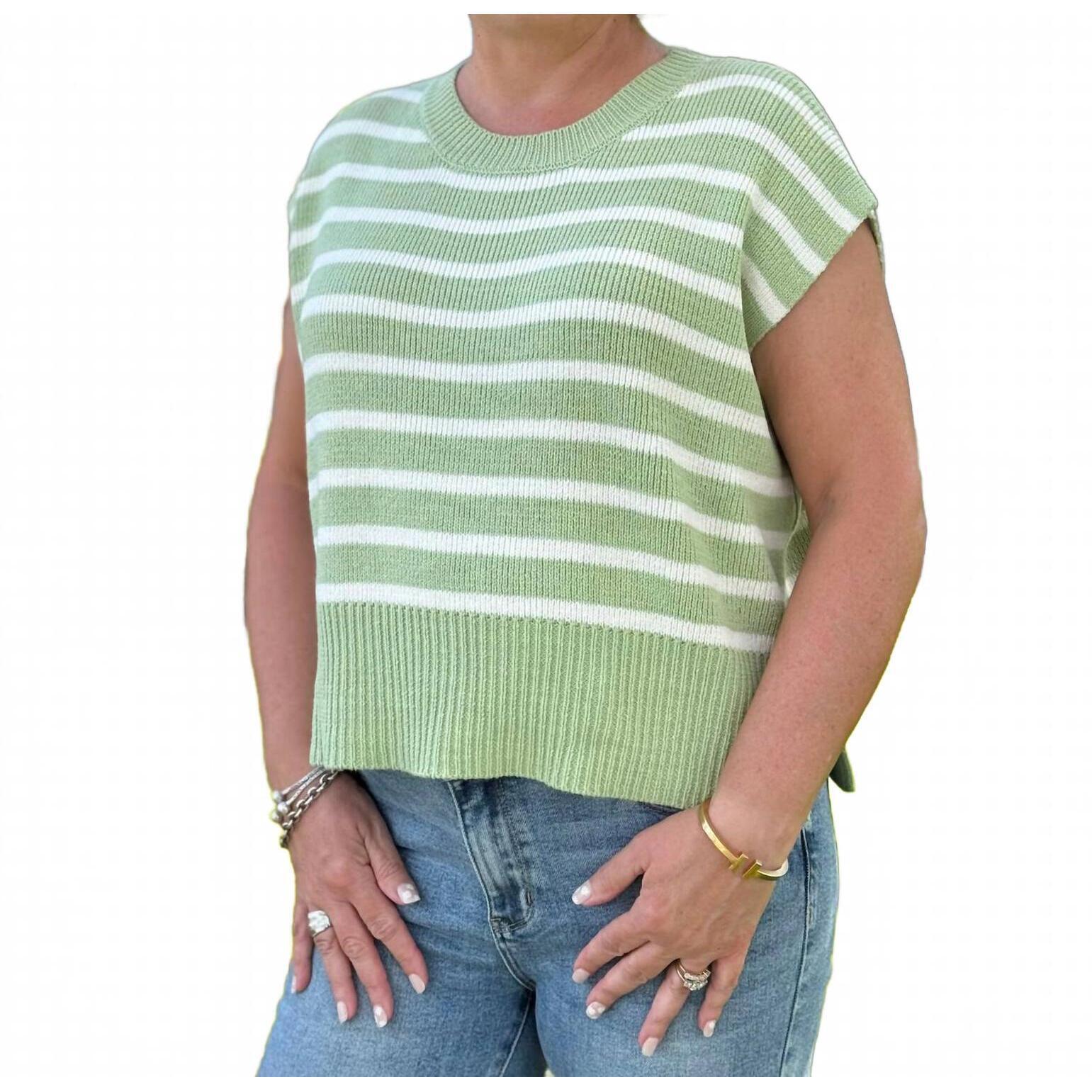New Ee:Some The Terri Striped Sweater In Pepper Mint